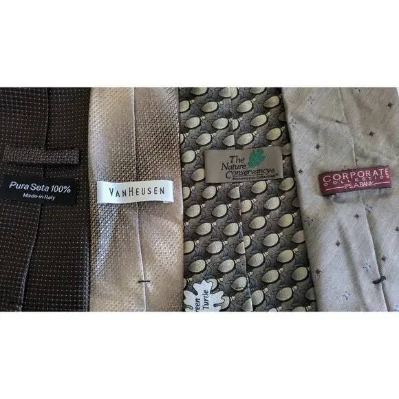 Lot of four gray/brown neutral silk ties, neck ties. Business wear, classic - Picture 4 of 4